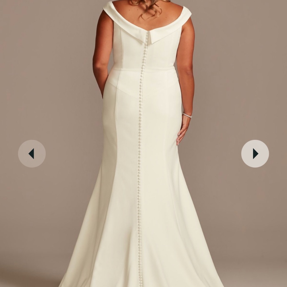 crepe off-the-shoulder mermaid dress